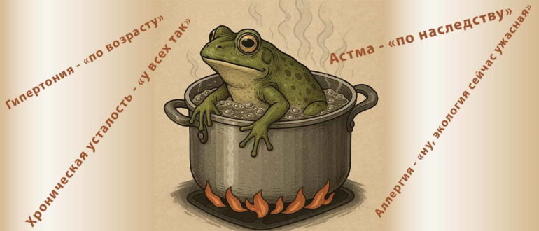 Мы уже привыкли к болезням так же, как лягушка привыкает к нагретой воде — только вода у нас называется «глубокое дыхание»