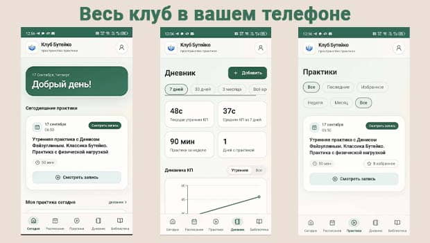 Приложение для участников закрытого Клуба Бутейко